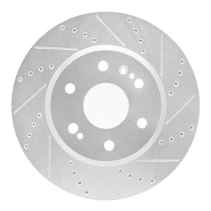 Cadillac Vistiq Brake Rotor (1) - Front Right - R1 Concepts - Drilled & Slotted - Silver - `19-`26